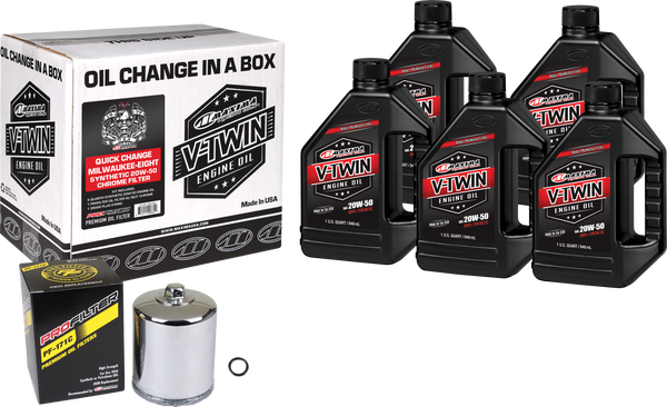 V-TWIN SYN OIL CHANGE KIT M8 CHROME FILTER