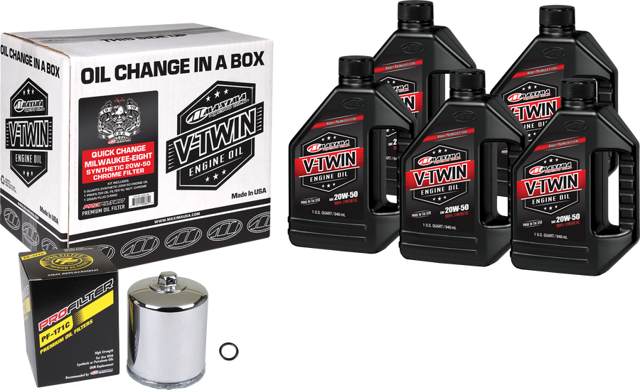 V-TWIN SYN OIL CHANGE KIT M8 CHROME FILTER