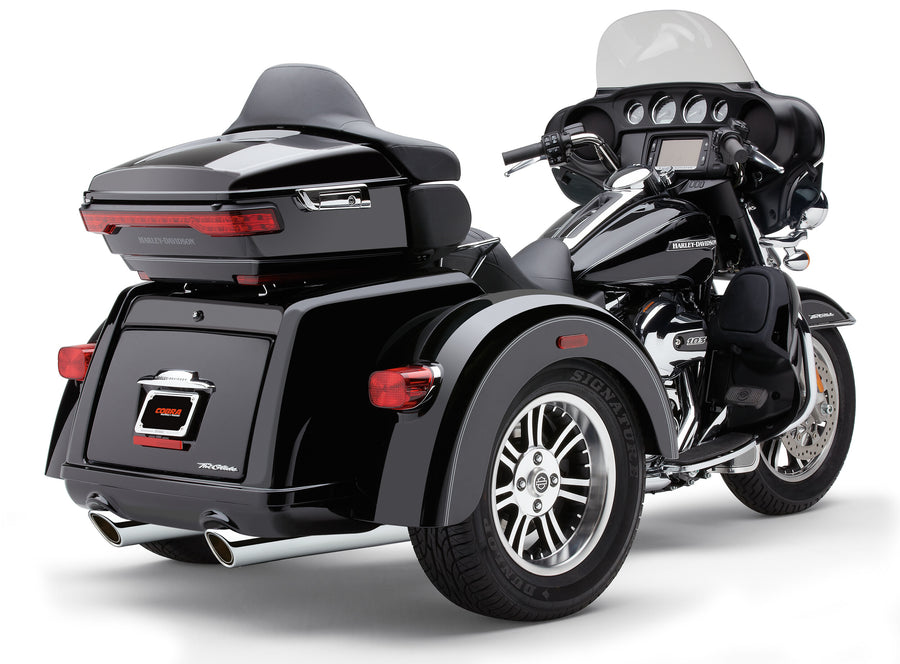 909-TWINS 4" SLIP-ONS CHROME TRI-GLIDE 09-25