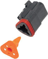 3-WIRE BLACK DEUTSCH PLUG & WDGLCK HD# 72113-94BK | DP-3B