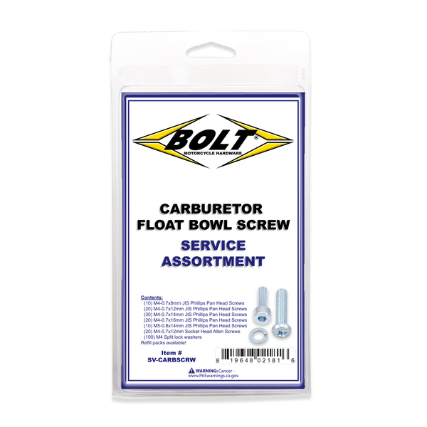 CARBURETOR FLOAT BOWL SCREWS ASSORTMENT 210 PIECE KIT | SV-CARBSCRW