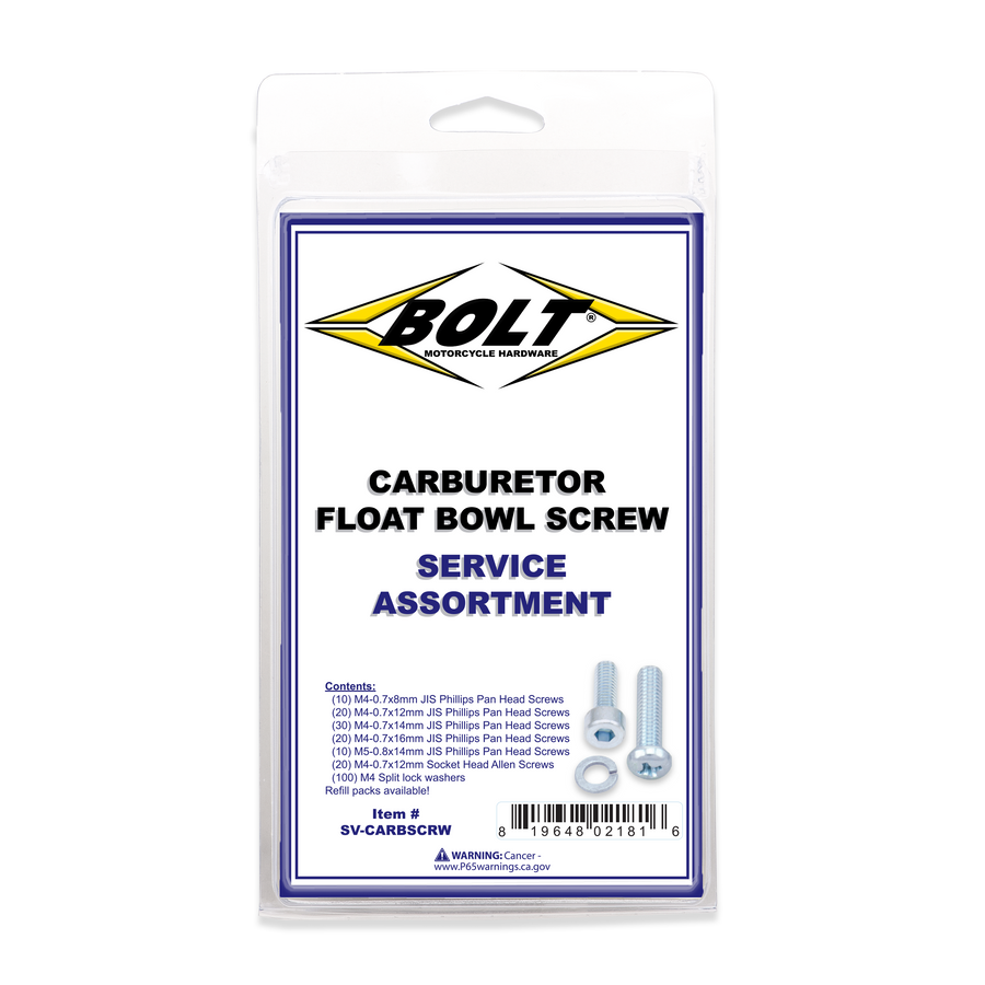 CARBURETOR FLOAT BOWL SCREWS ASSORTMENT 210 PIECE KIT | SV-CARBSCRW
