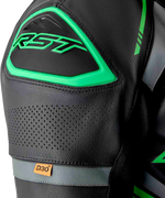 S1 D3O SUIT BLK/GRY/FLO GRN LEATHER SM