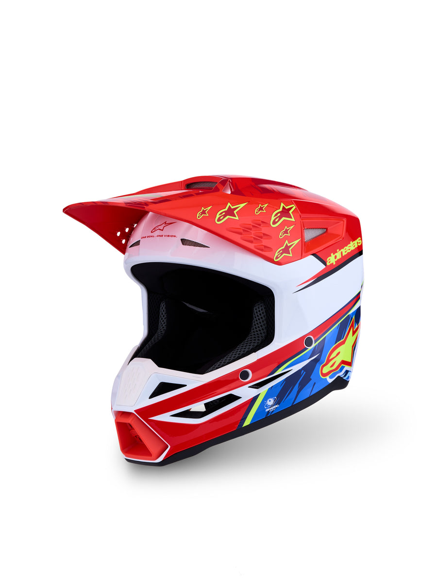S-M3 FALCON YTH HLMT ECE06/DOT RED FL/WHT/BLUE/YL FL GL YL