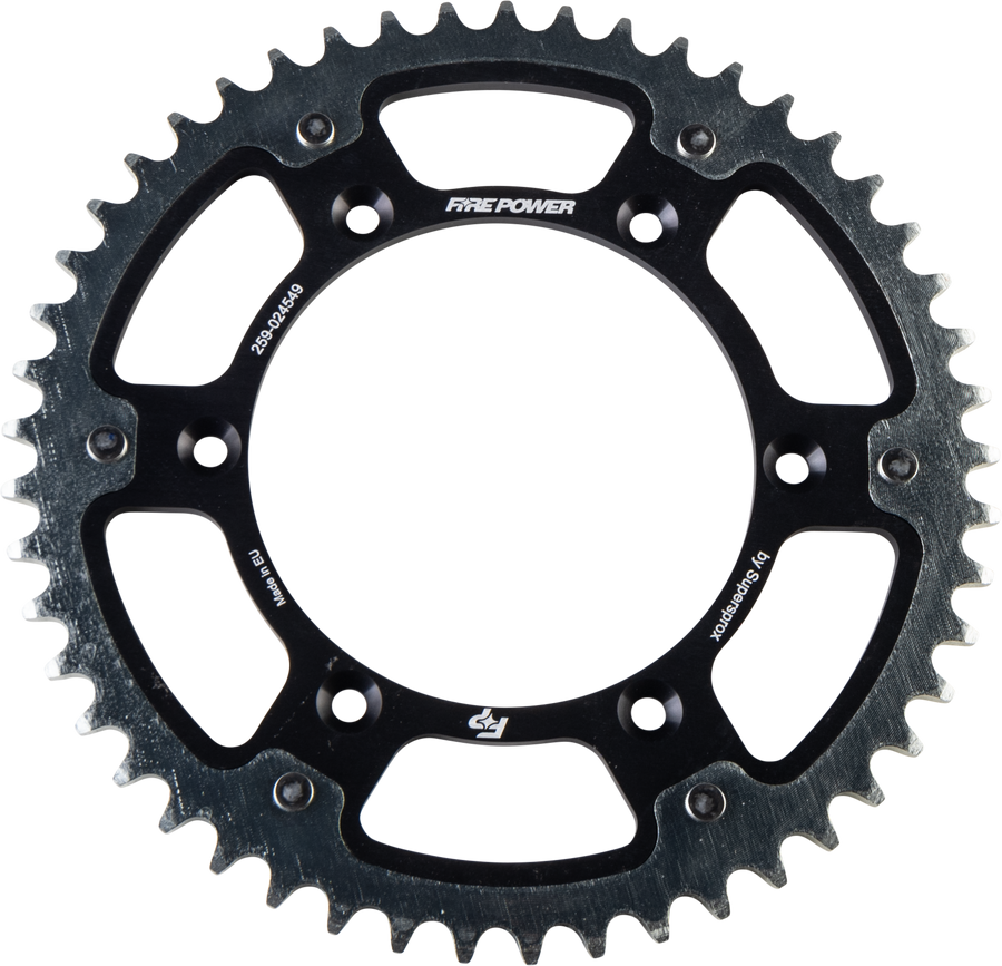 REAR SPROCKET HYBRID 49T BLK/SIL | FPH-245-49-BLK
