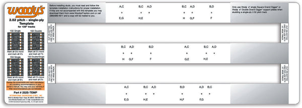 STUDDING TEMPLATE 2.52" PITCH SINGLE PLY