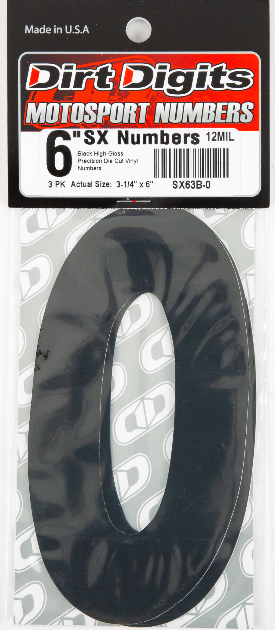 #0 6" BLACK SUPER X DIGITS 3/PK