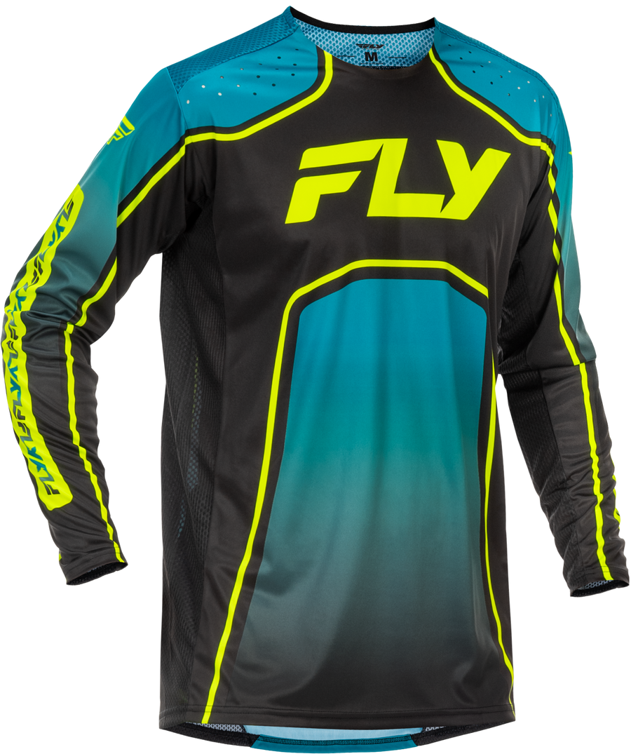 YOUTH RAYCE BICYCLE JERSEY TEAL/BLACK/LIME YXL