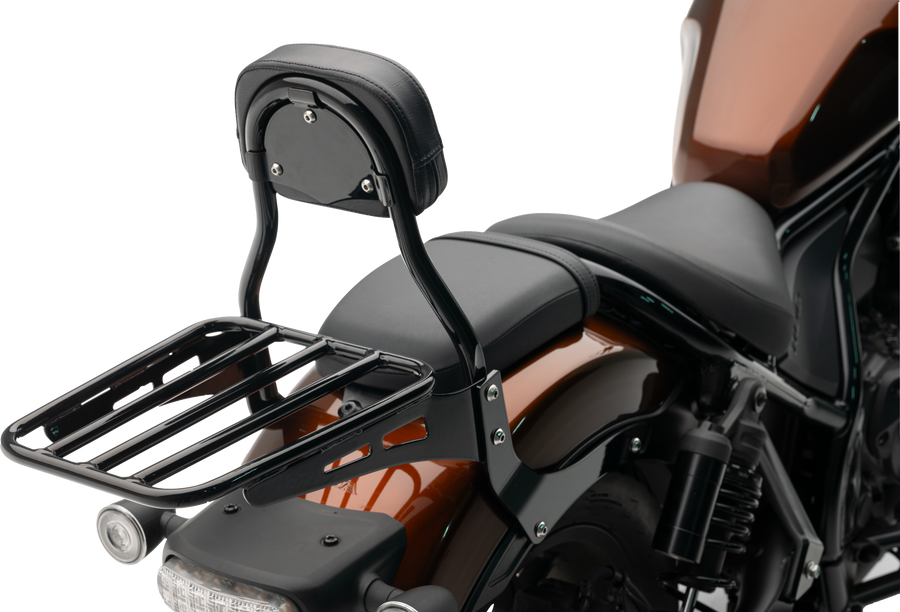MINI ROUND SISSY BAR W/PAD BLACK HON REBEL 1100 | 02-8609B