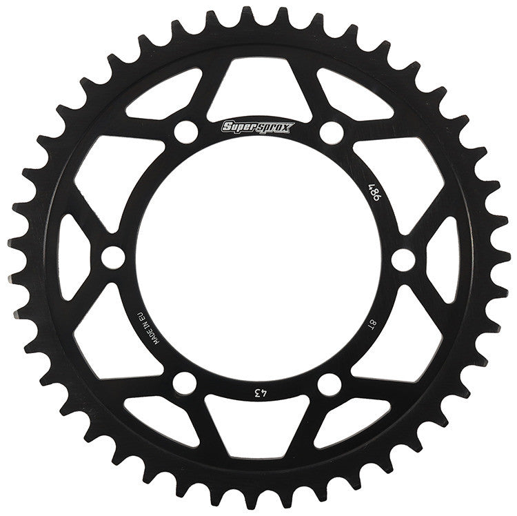 REAR EDGE SPROCKET STEEL 43T-520 BLK HON/KAW/SUZ/YAM | RFA-486-43-BLK