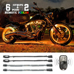Multi-color Motorcycle LED Accent Light Kit w/Remote Key Fob