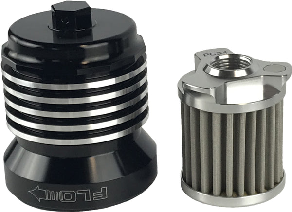 FLO REUSUABLE OIL FILTER BLACK/POLISHED FINS