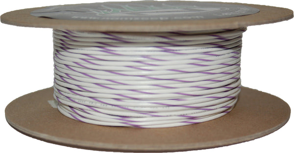 #18-GAUGE WHITE/VIOLET STRIPE 100' SPOOL OF PRIMARY WIRE