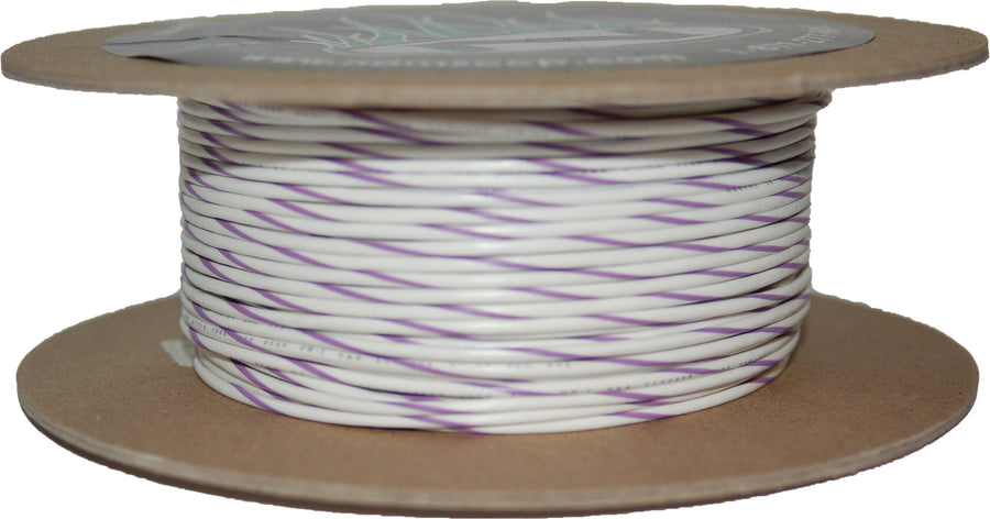 #18-GAUGE WHITE/VIOLET STRIPE 100' SPOOL OF PRIMARY WIRE