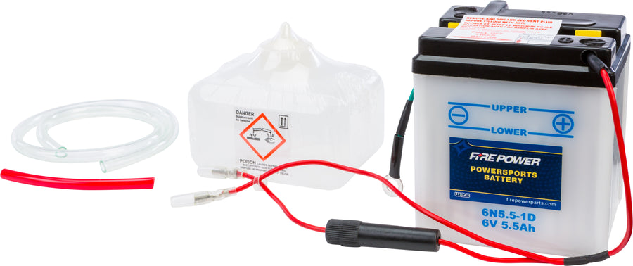 BATTERY W/ACID 6N5.5-1D 6V