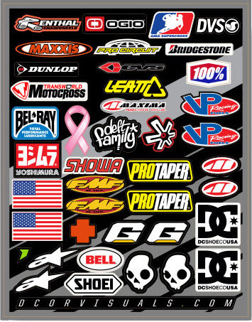 HELMET LOGOS DECAL SHEET 9.5"X12" | 40-90-104
