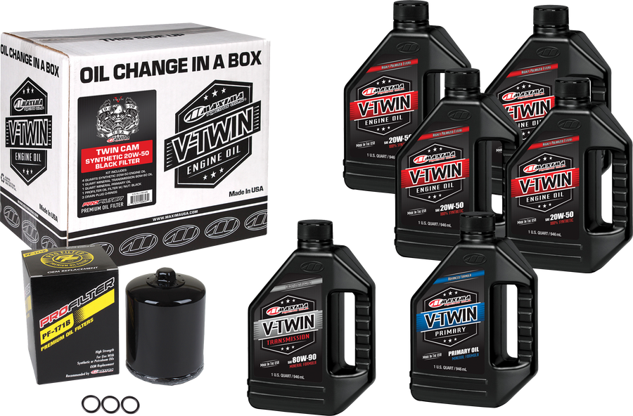 V-TWIN SYN OIL CHANGE KIT TC BLACK FILTER