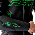 S1 D3O SUIT BLK/GRY/FLO GRN LEATHER SM