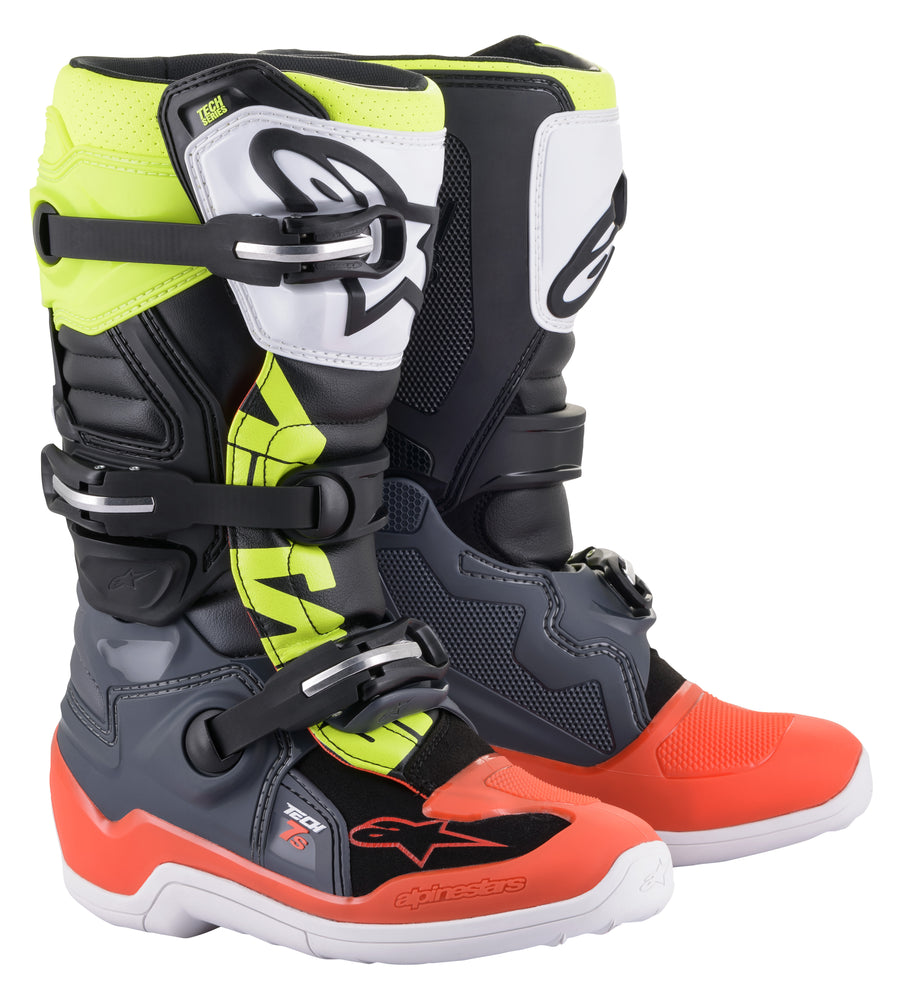 TECH 7S BOOTS DARK GREY/ RED FLUO/YELLOW FLUO SZ 06 | 2015017-9058-6