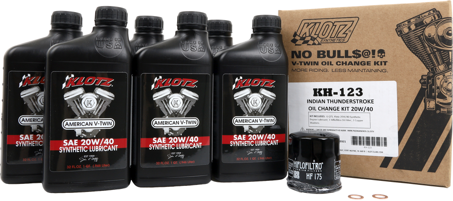 INDIAN THUNDERSTROKE 6QT SYNTHETIC OIL CHANGE KIT | KH-123