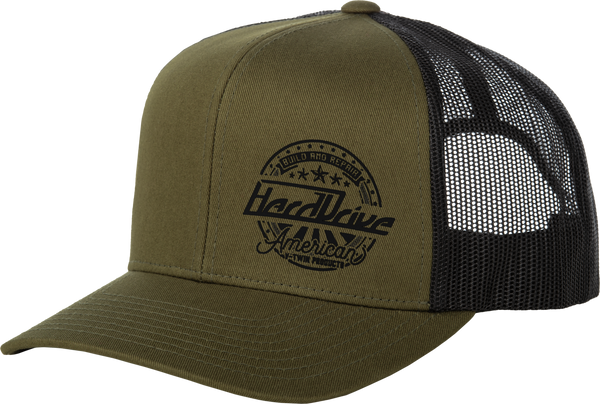 HARDDRIVE EMBLEM HAT BLACK/OD GREEN OS | 800-0210