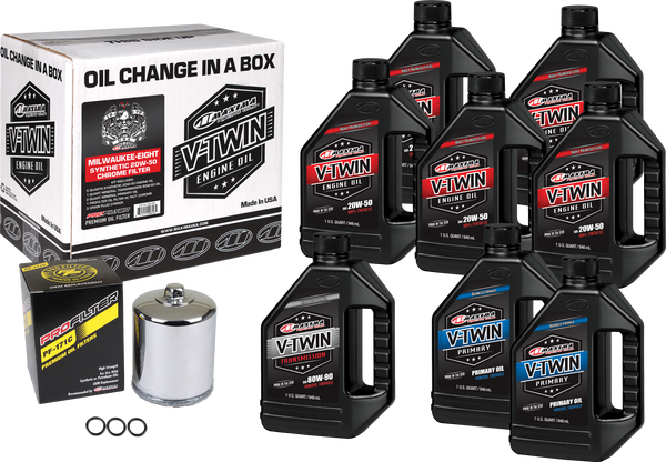V-TWIN SYN OIL CHANGE KIT M8 CHROME FILTER