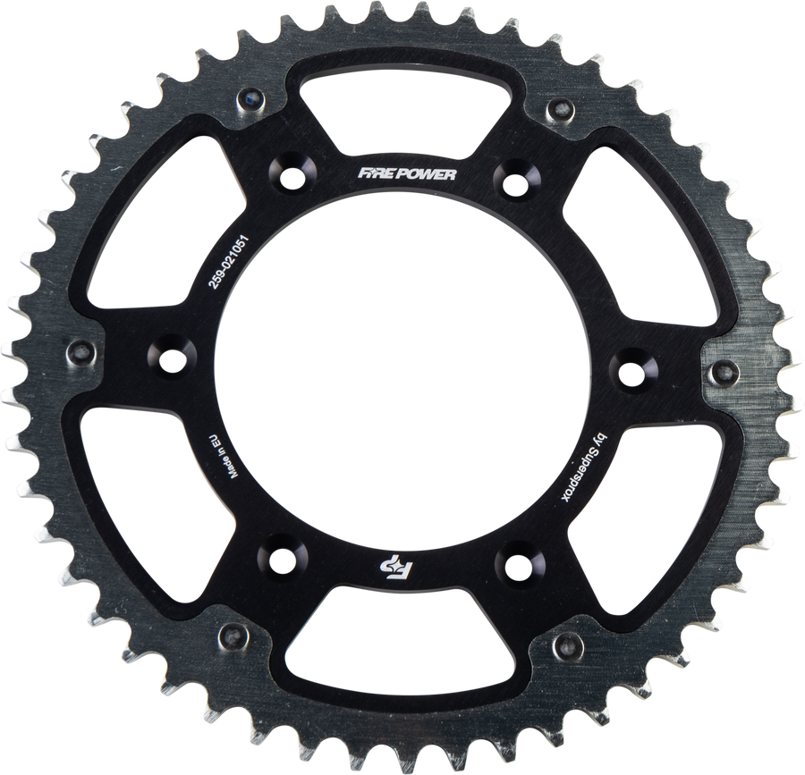 REAR SPROCKET HYBRID 51T BLK/SIL | FPH-210-51-BLK