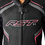 WOMENS S1 D3O LEATHER JACKET BLK/FLO PINK