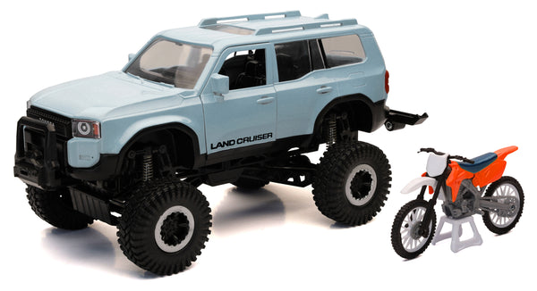 1:18 SCALE TRUCK/RACE BIKE LAND CRUISER/ORANGE RACE BIKE | 37586