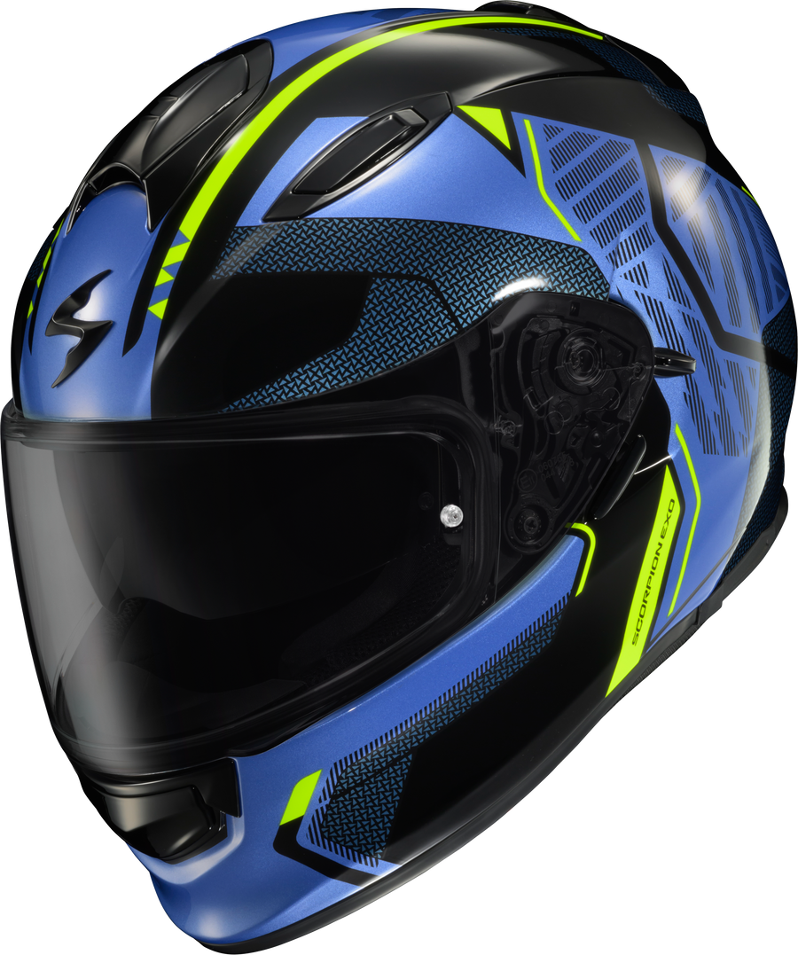 RYZER FULL-FACE HELMET SWITCH BLUE/HI-VIZ SM