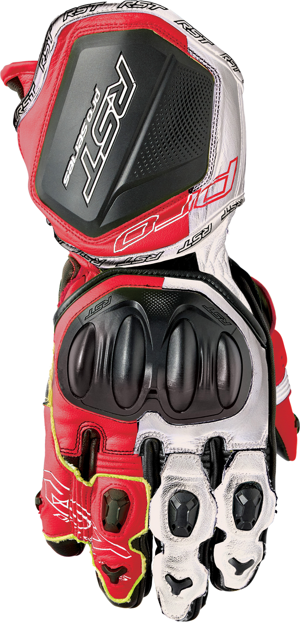 PRO SERIES GP D3O GLOVES WHITE/RED LEATHER