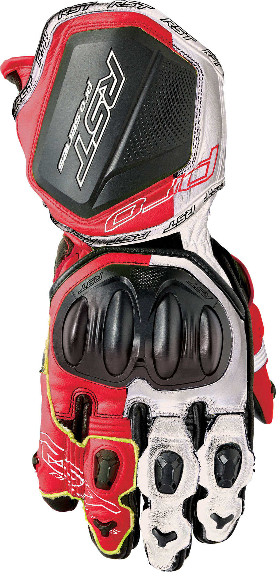 PRO SERIES GP D3O GLOVES WHITE/RED LEATHER