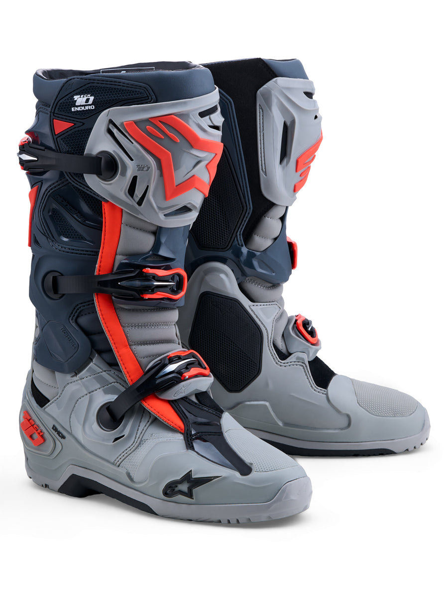 TECH 10 ENDURO BOOTS MID GRY/DRK GRY/RED FLUO