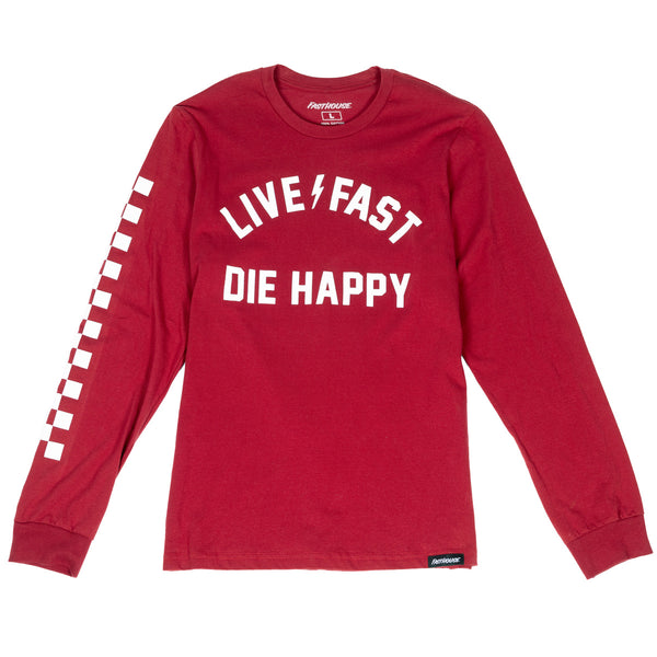DIE HAPPY LS TEE CARDINAL