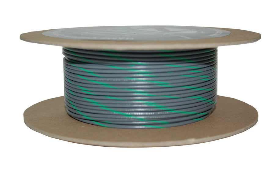 100' SPOOL 20-GAUGE WIRE (GRAY/GREEN STRIPE)