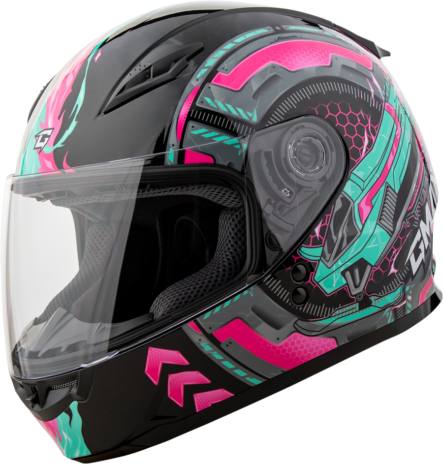 YOUTH GM-49Y CHARGE HELMET BLACK/PINK/AQUA YS
