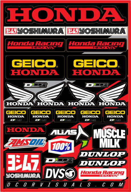 TEAM GEICO HONDA DECAL SHEET 12"X18" | 40-10-114