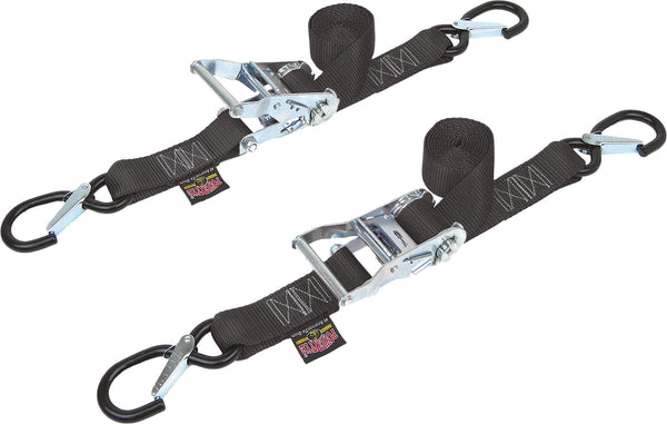 TIE-DOWN RATCHET SEC HOOK 1.5"X6' BLACK PAIR