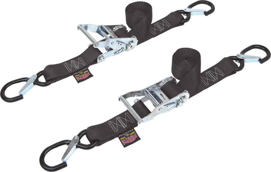 TIE-DOWN RATCHET SEC HOOK 1.5"X6' BLACK PAIR