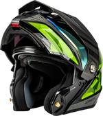 MD-74 STRIKER MODULAR HELMET W GLD SHLD BLK/SLVR/GRN MTLC MD