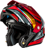 MD-74 STRIKER MODULAR HELMET W RED SHIELD BLK/GRY/RD MTLC