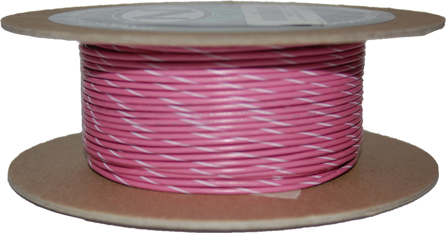 #18-GAUGE PINK/WHITE STRIPE 100' SPOOL OF PRIMARY WIRE