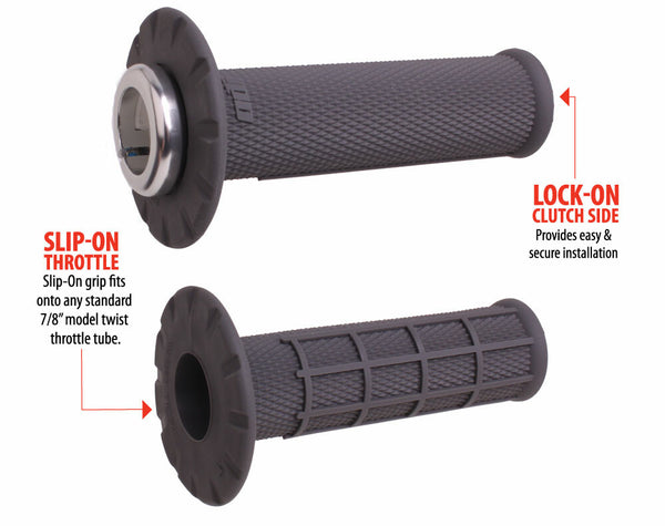 UNIVERSAL LOCK-ON GRIPS HALF-WAFFLE GRAPHITE/SILVER