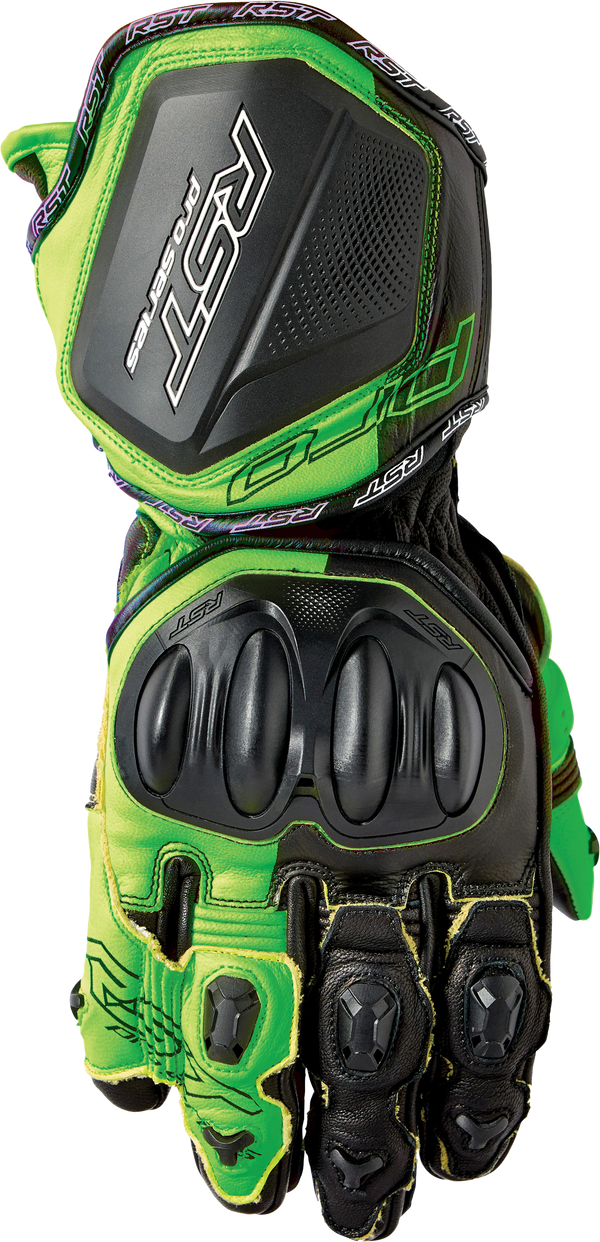 PRO SERIES GP D3O GLOVES BLACK/FLO GREEN LEATHER