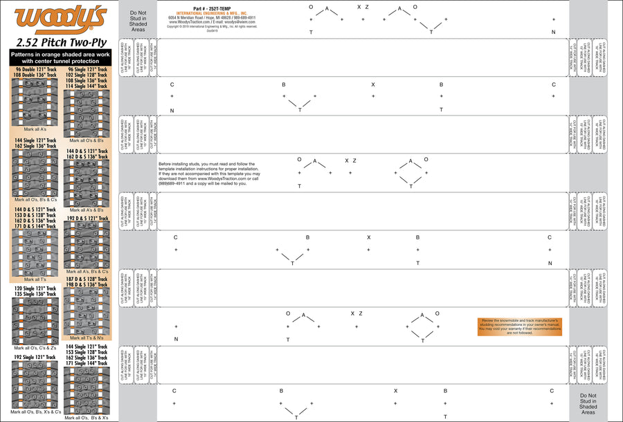 STUD TEMPLATE 2.52" 2 PLY | 252T-TEMP