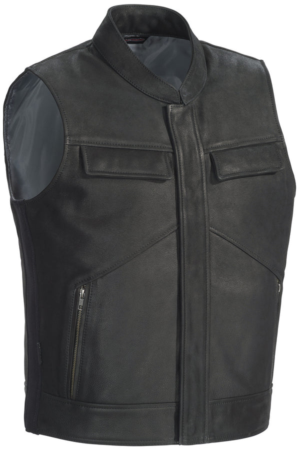 RENEGADE LEATHER VEST BK