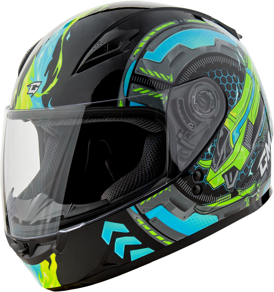YOUTH GM-49Y CHARGE HELMET BLACK/BLUE/GREEN YS