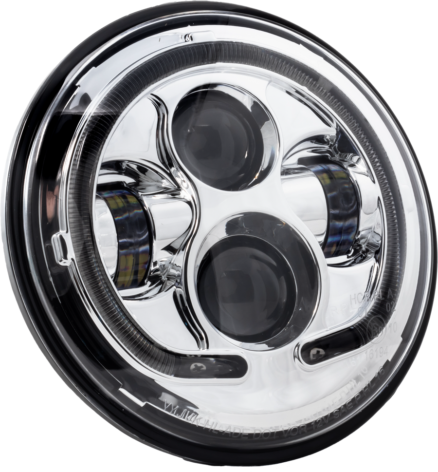 7" LED HEADLIGHT CHROME HALO INDIAN | LLC-ILHP-7C