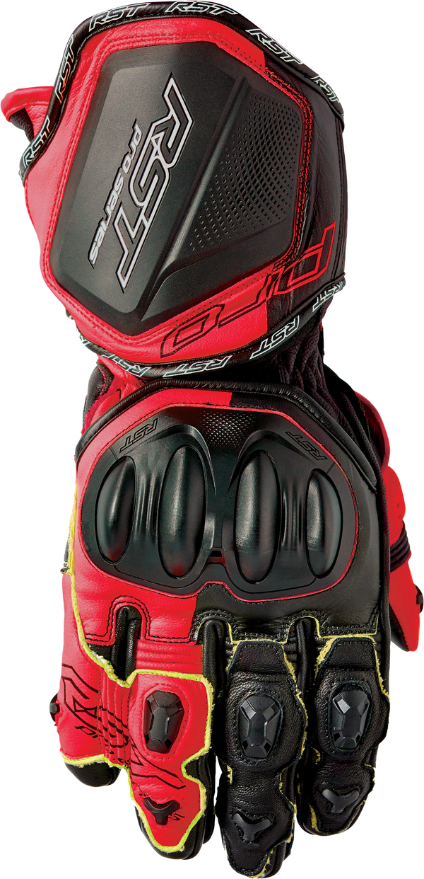PRO SERIES GP D3O GLOVES BLACK/FLO RED LEATHER