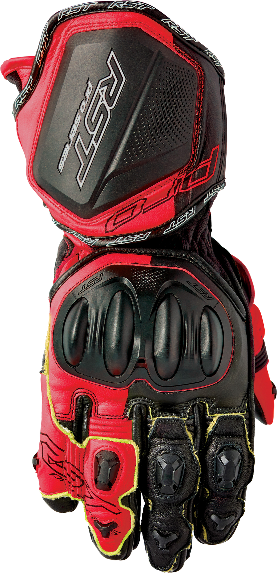 PRO SERIES GP D3O GLOVES BLACK/FLO RED LEATHER
